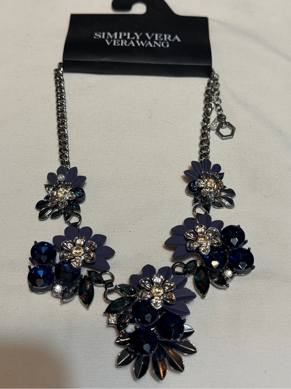 Simply Vera Vera Wang Dark Blue Floral Crystal Necklace